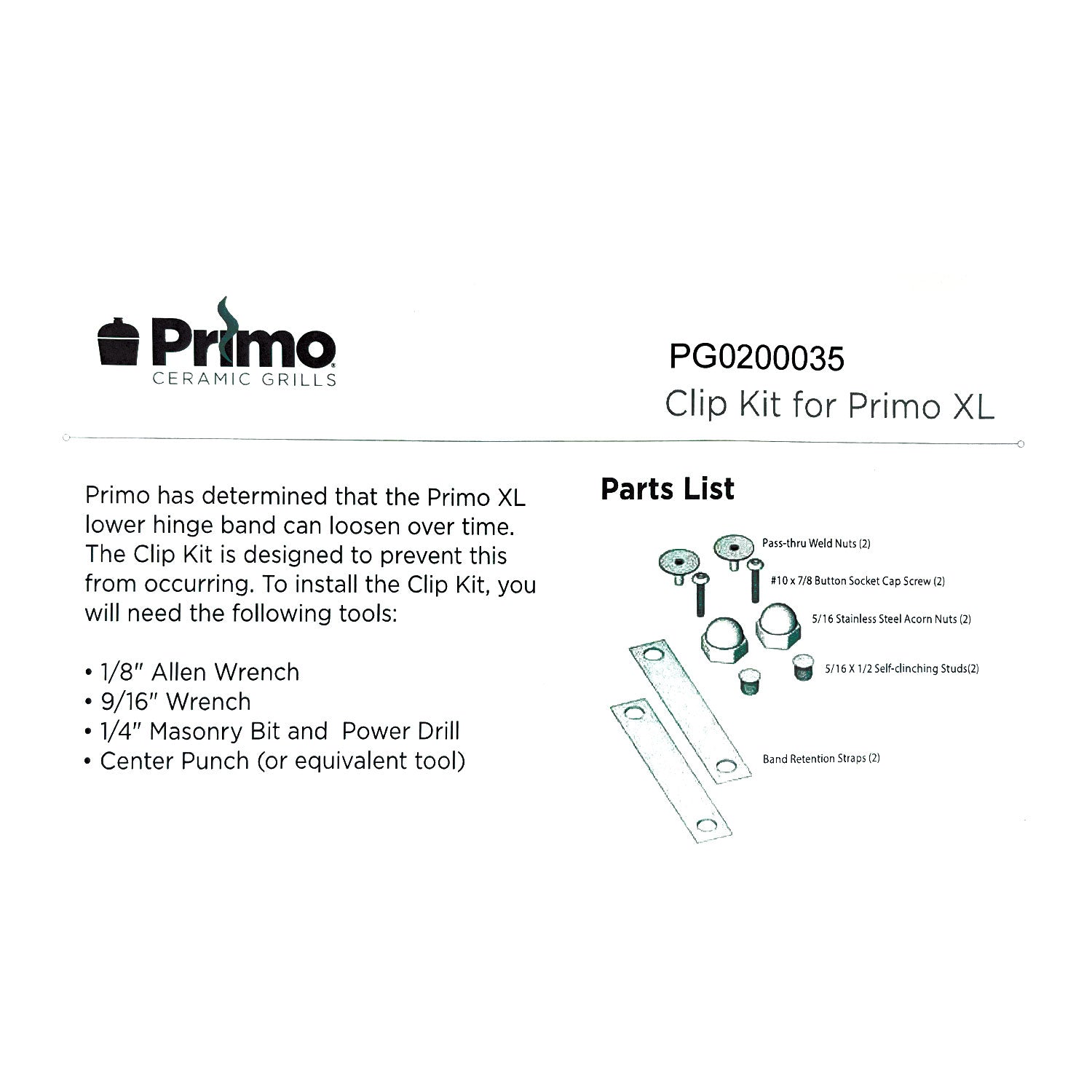 Primo Kit Clip Kit for Primo XL – Primo Ceramic Grills