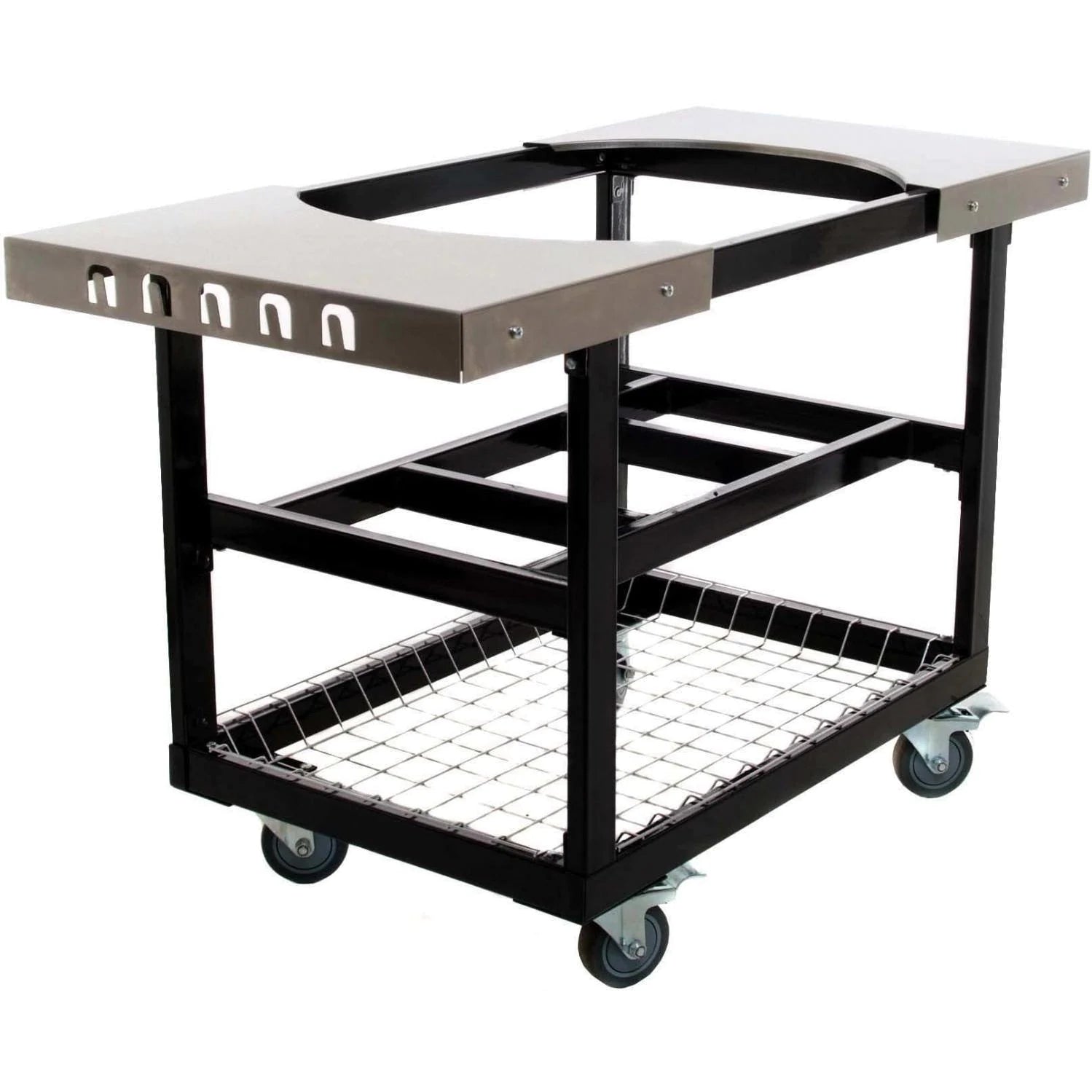 Cart Base with Basket & Stainless Side Shelves – Primo Ceramic Grills